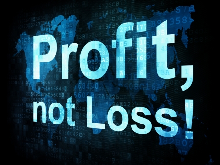 Business concept: pixelated words Profit not Loss on digital screen, 3d renderの写真素材
