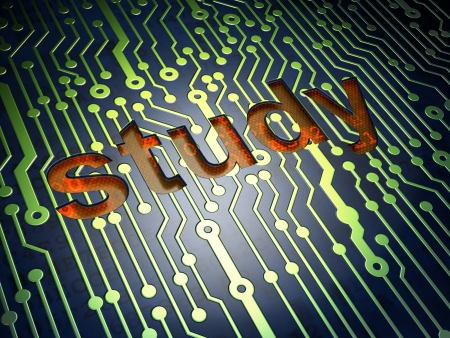 Education concept  circuit board with word Study, 3d renderの写真素材
