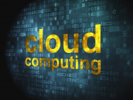 Cloud computing technology, networking concept  pixelated words Cloud Computing on digital background, 3d renderの写真素材
