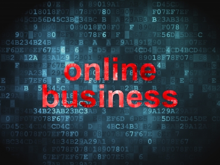 Finance concept  pixelated words Online Business on digital background, 3d renderの写真素材