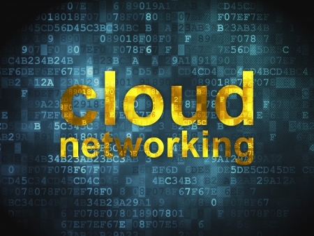 Cloud computing technology, networking concept  pixelated words Cloud Networking on digital background, 3d renderの写真素材