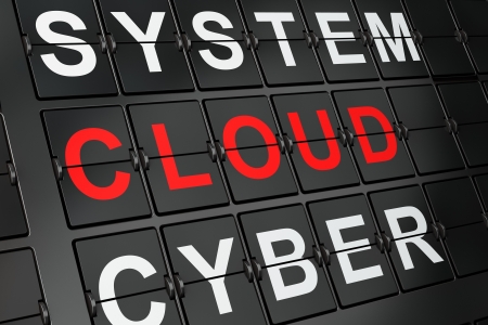 Cloud computing technology, networking concept  Cloud on airport board background, 3d renderの写真素材