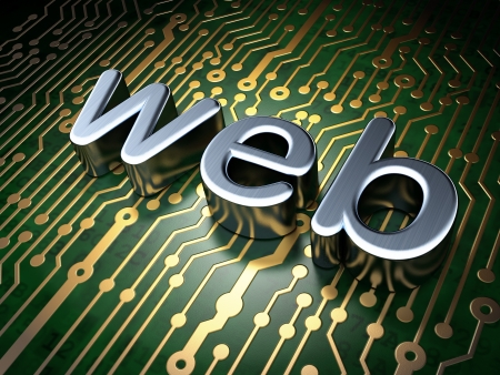 Web development SEO concept  circuit board with word Web, 3d renderの写真素材