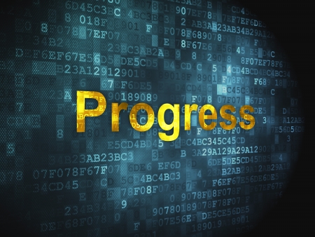 Finance concept  pixelated words Progress on digital background, 3d renderの写真素材