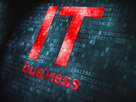 Finance concept  pixelated words IT Business on digital background, 3d renderの写真素材