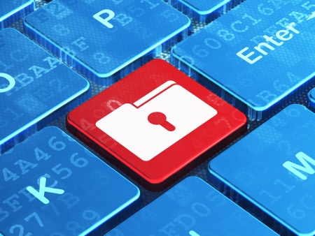 Business concept  computer keyboard with Folder icon on enter button, 3d renderの写真素材