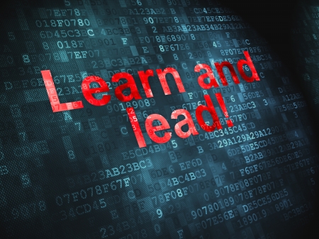 Education concept  pixelated words Learn and Lead  on digital background, 3d renderの写真素材