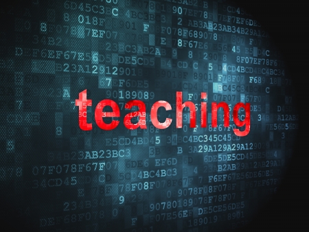Education concept  pixelated words Teaching on digital background, 3d renderの写真素材