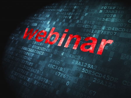 Education concept  pixelated words Webinar on digital background, 3d renderの写真素材