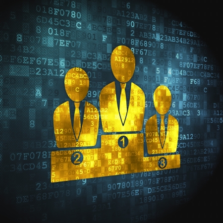 Business concept  pixelated Business Team icon on digital background, 3d renderの写真素材