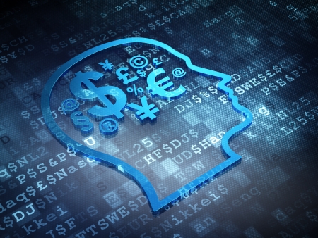 Marketing concept  Blue Finance Symbol on digital background, 3d renderの写真素材