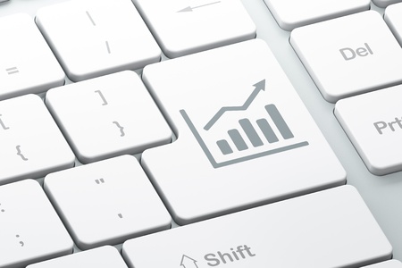 Marketing concept  Enter button with Growth Graph on computer keyboard background, 3d renderの写真素材