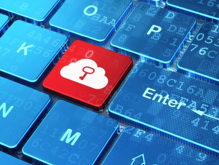 Networking concept  computer keyboard with Cloud Whis Key icon on enter button background, 3d renderの写真素材