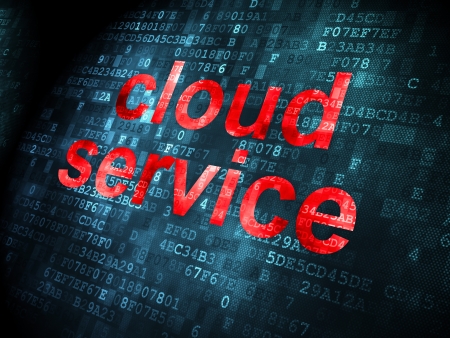 Cloud computing concept  pixelated words Cloud Service on digital background, 3d renderの写真素材