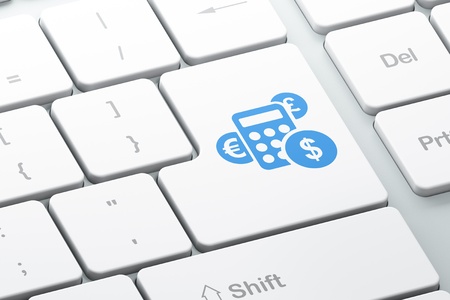 Marketing concept  Enter button with Calculator on computer keyboard background, 3d renderの写真素材