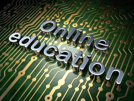 Education concept  circuit board with word Online Education, 3d renderの写真素材