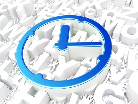 Time concept  Clock on alphabet background, 3d renderの写真素材