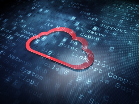 Cloud technology concept  Red Cloud on digital background, 3d renderの写真素材