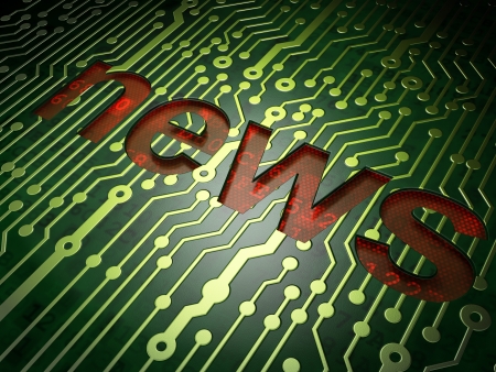 News concept  circuit board with word News, 3d renderの写真素材