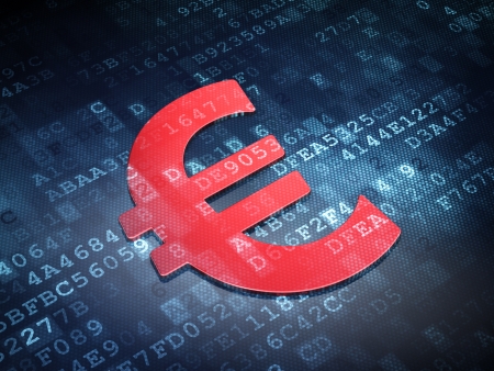 Currency concept  Red Euro on digital background, 3d renderの写真素材