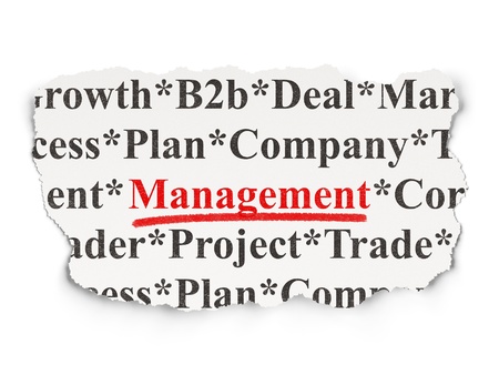 Business concept  torn newspaper with words Management on Paper background, 3d renderの写真素材