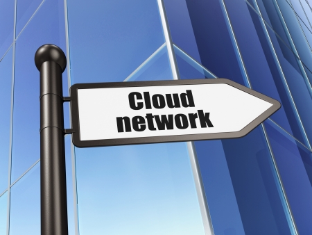 Cloud computing concept  Cloud Network on Building background, 3d renderの写真素材