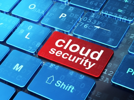 Cloud technology concept  computer keyboard with word Cloud Security on enter button background, 3d renderの写真素材