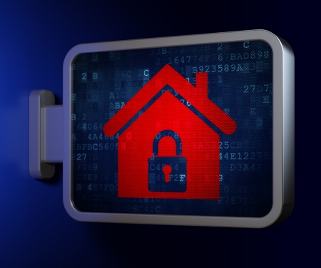 Privacy concept  Home on advertising billboard background, 3d renderの写真素材