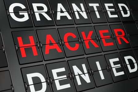 Protection concept  Hacker on airport board background, 3d renderの写真素材