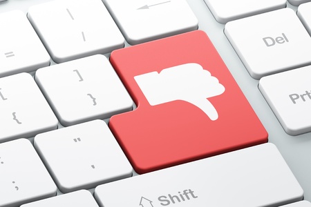 Social media concept  Enter button with Unlike on computer keyboard background, 3d renderの写真素材