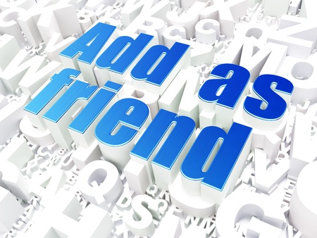 Social network concept  Add as Friend on alphabet  background, 3d renderの写真素材