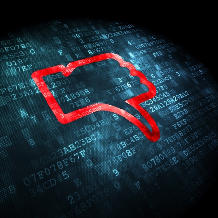 Social network concept  pixelated Unlike icon on digital background, 3d renderの写真素材