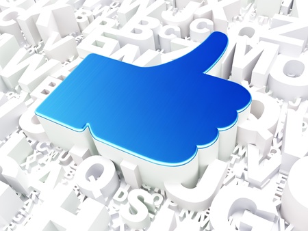 Social media concept  Like on alphabet background, 3d render