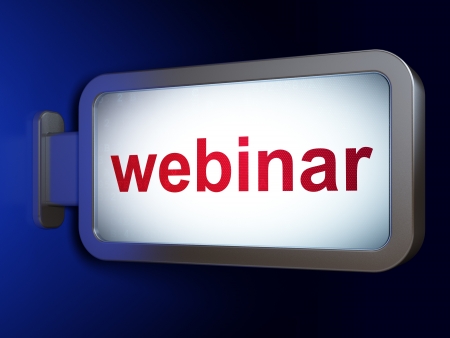 Education concept  Webinar on advertising billboard background, 3d renderの写真素材