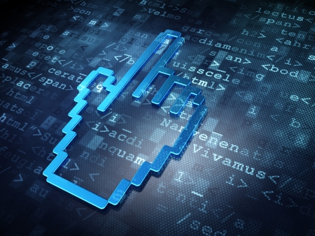 Web design concept  Blue Mouse Cursor on digital background, 3d renderの写真素材