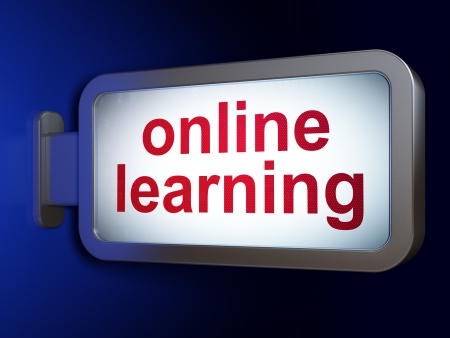 Education concept  Online Learning on advertising billboard background, 3d renderの写真素材