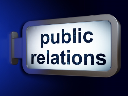 Marketing concept  Public Relations on advertising billboard background, 3d renderの写真素材
