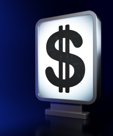 Currency concept  Dollar on advertising billboard background, 3d renderの写真素材