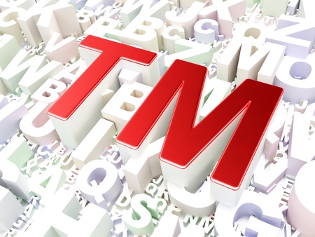 Law concept  Trademark on alphabet background, 3d renderの写真素材