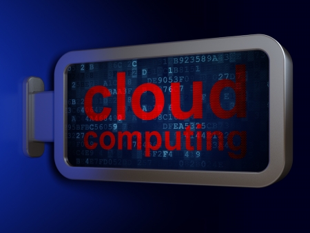 Networking concept  Cloud Computing on advertising billboard background, 3d renderの写真素材