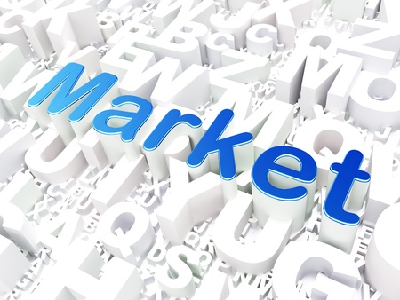 Business concept  Market on alphabet  background, 3d renderの写真素材