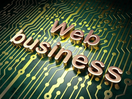 SEO web development concept  circuit board with word Web Business, 3d renderの写真素材