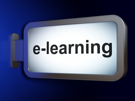 Education concept  E-learning on advertising billboard background, 3d renderの写真素材