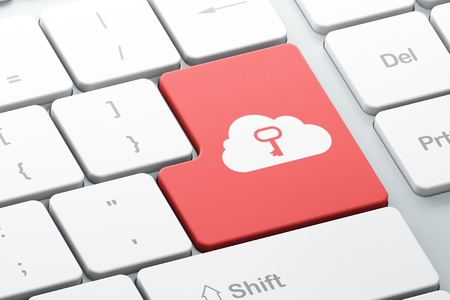 Cloud technology concept  Enter button with Cloud Whis Key on computer keyboard background, 3d renderの写真素材