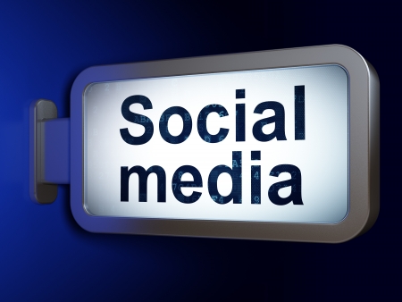 Social media concept  Social Media on advertising billboard background, 3d renderの写真素材
