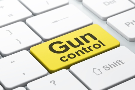 Privacy concept  computer keyboard with word Gun Control, selected focus on enter button background, 3d renderの写真素材