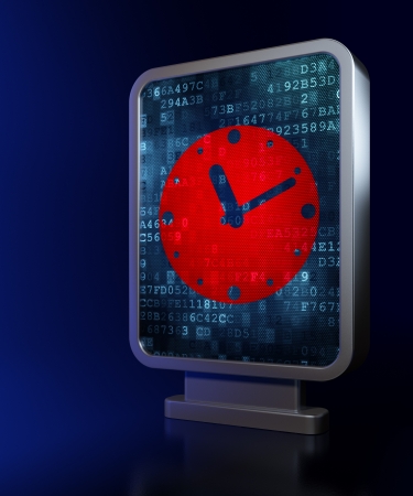 Time concept  Clock on advertising billboard background, 3d renderの写真素材