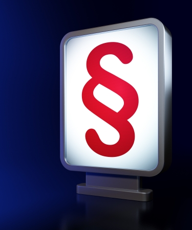 Law concept  Paragraph on advertising billboard background, 3d renderの写真素材