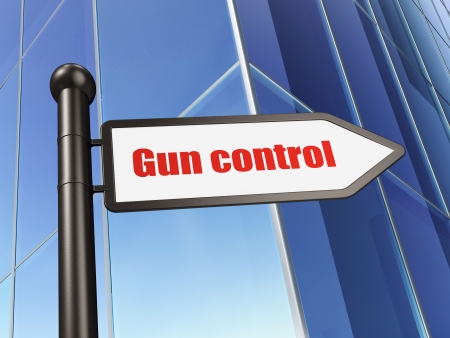 Security concept  Gun Control on Building background, 3d renderの写真素材