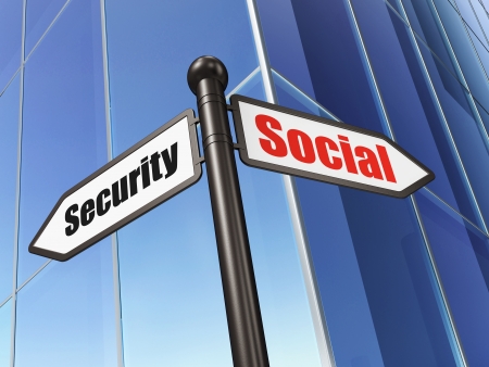 Protection concept  Social Security on Building background, 3d renderの写真素材